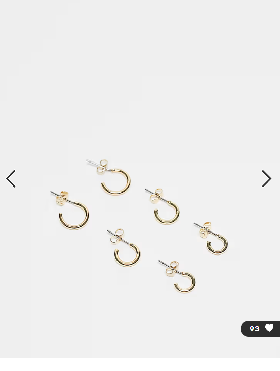 Pieces 18k plated 3-pack everyday huggie and hoop earrings in gold