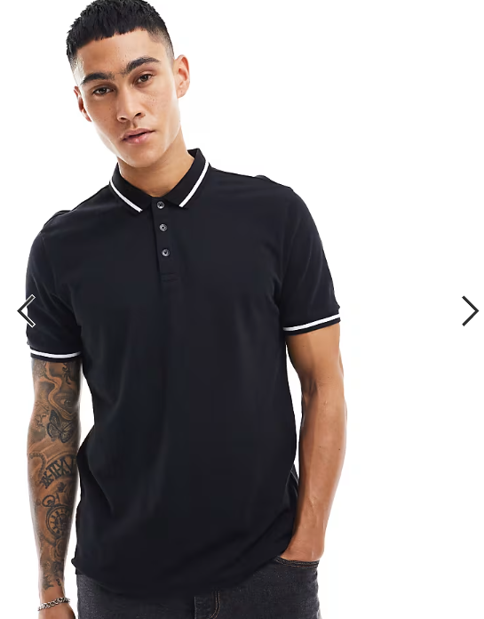 New Look tipped polo in black