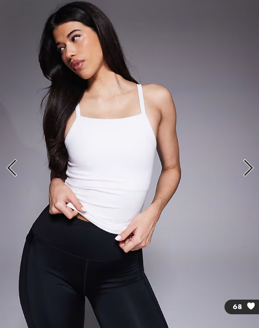 4505 soft touch high neck 90s cami with inner bra and removable padding in white