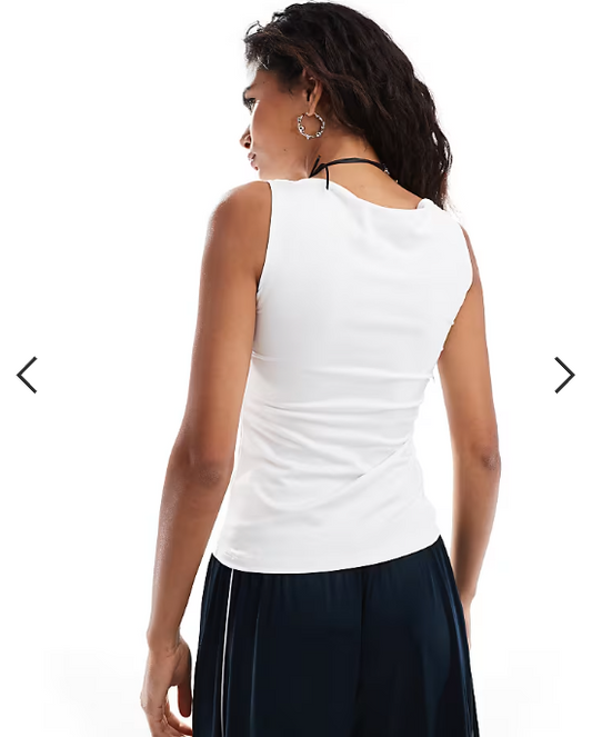 Weekday Annie boat neck tank top in white