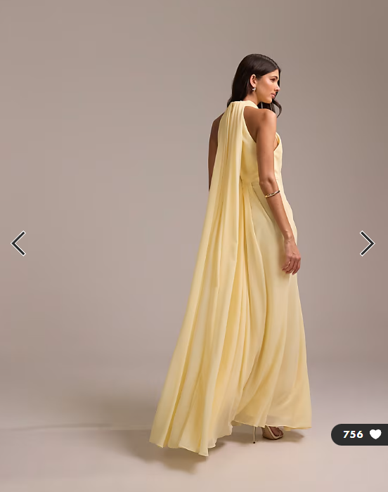 ASOS DESIGN Bridesmaids grecian draped halter maxi dress in yellow