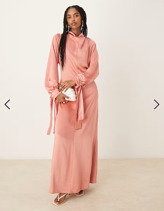 ASOS DESIGN blouson high neck maxi dress in rose