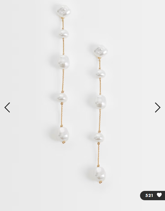 ASOS DESIGN pendant earring with faux freshwater drops in gold tone