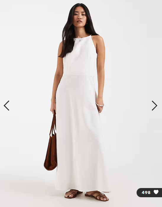 ONLY linen blend sleeveless maxi dress in white