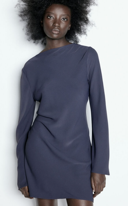 H&M - COWL-BACK DRESS - Navy