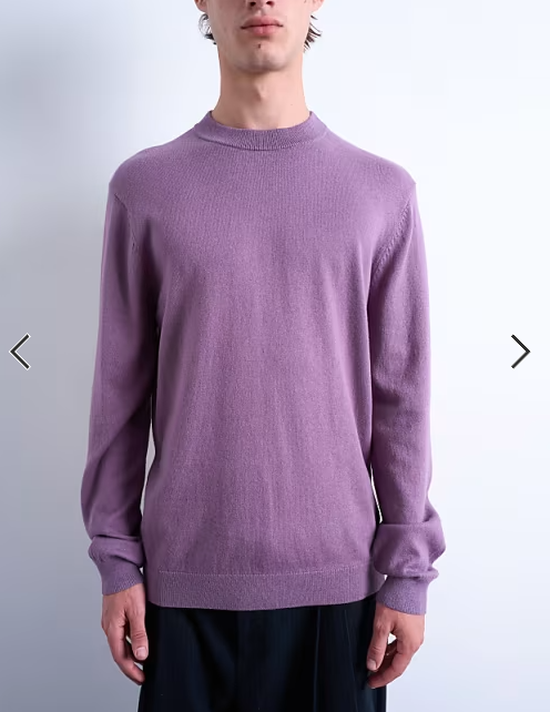 Topman essential knitted crew neck in purple