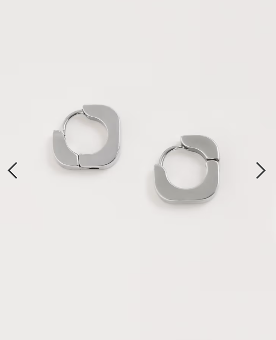 ASOS DESIGN waterproof stainless steel rounded edge square huggie hoop earrings in silver