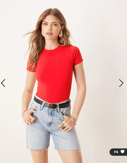 ASOS DESIGN seamless crew neck bodysuit in bright red