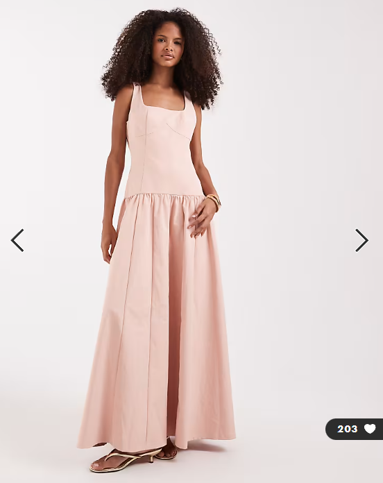 Pretty Lavish square neck dropped waist maxi dress in blush