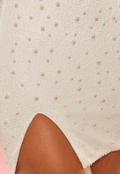 OH POLLY-High Waist Thigh Split Mini Skirt in White