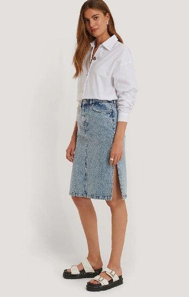 Side Slit Denim Skirt