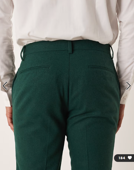 ASOS DESIGN wool slim suit trousers in dark green