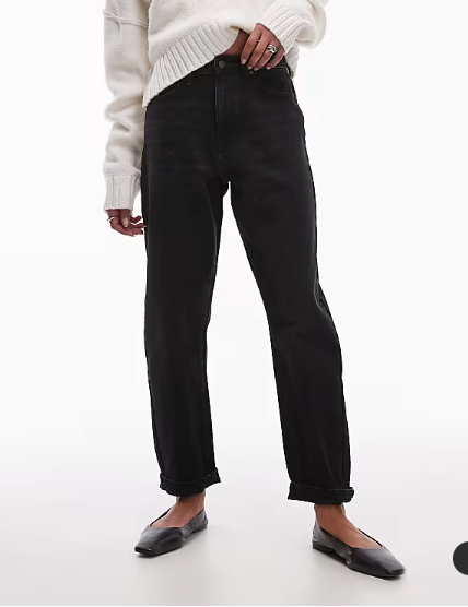 Topshop Original Mom high rise jean in washed black