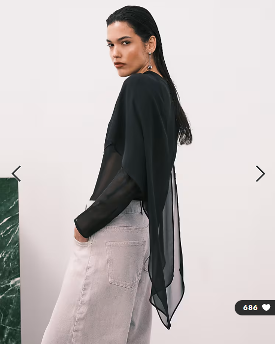 ASOS DESIGN chiffon scarf detail sheer blouse in black