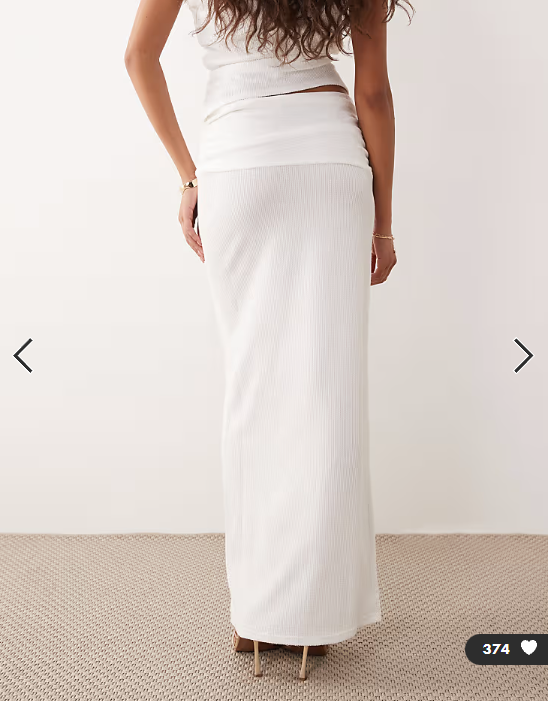 ASOS DESIGN co-ord textured rib column maxi skirt in ivory