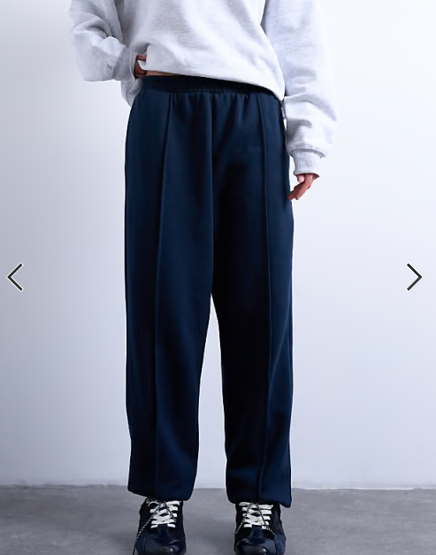 Topshop pintuck cuffed jogger in dark navy