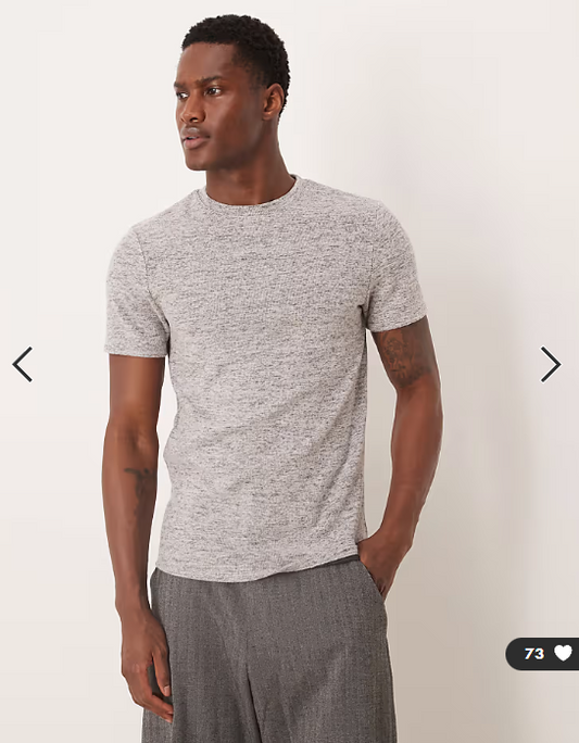 ASOS DESIGN heavyweight slim t-shirt in grey marl brushed texture .