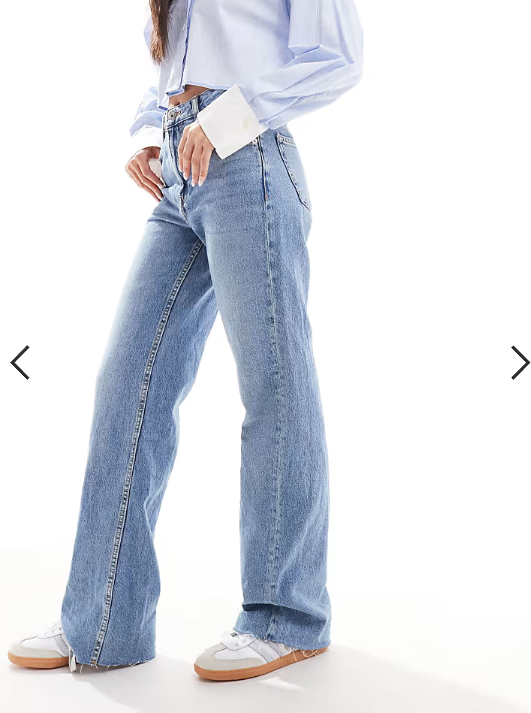 Mango Danila raw hem straight leg jeans in light blue