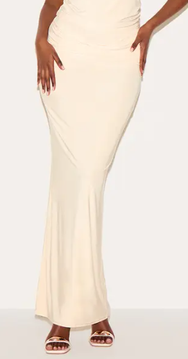 Plt - Butter Yellow Double Layer Slinky Maxi Skirt