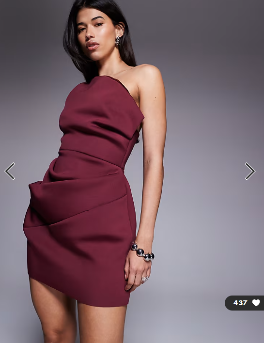 ASOS DESIGN slouch neckline cinched waist mini dress in scuba-style fabric in plum