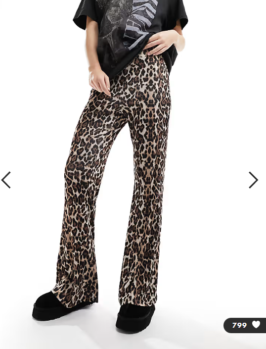 ONLY ribbed flare trousers in leopard print