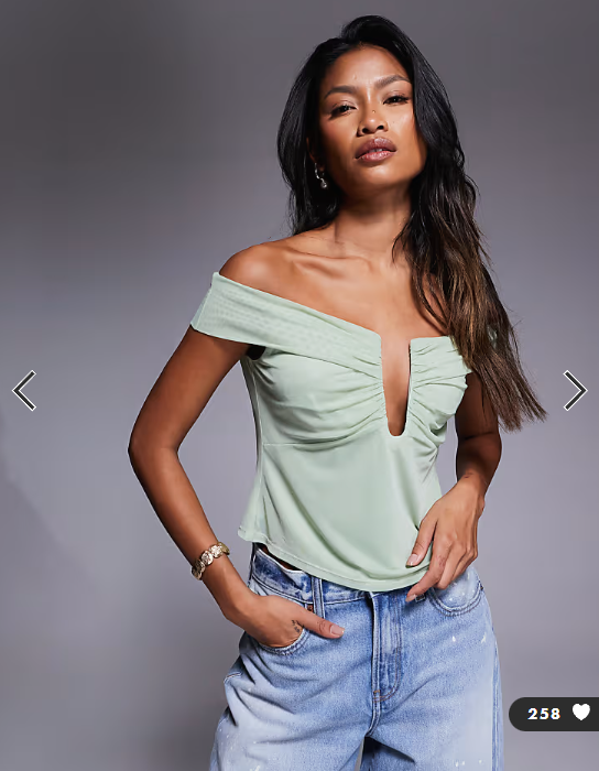 ASOS DESIGN mesh bar detail top with cut out waist in pastel green