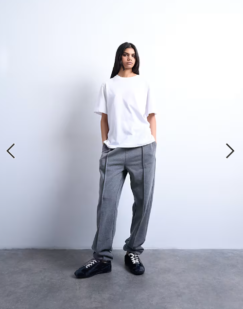 Topshop pintuck cuffed jogger in dark grey marl