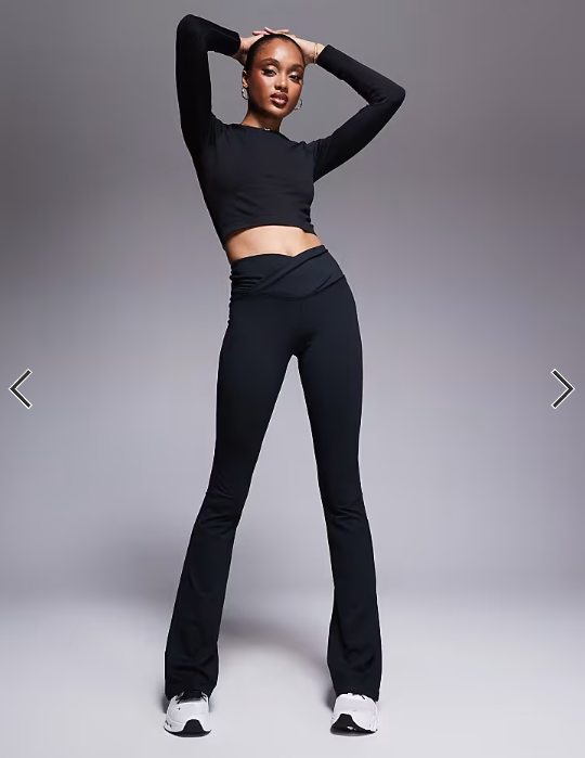 4505 Tall Icon soft touch wrap waist slim kick yoga legging in black