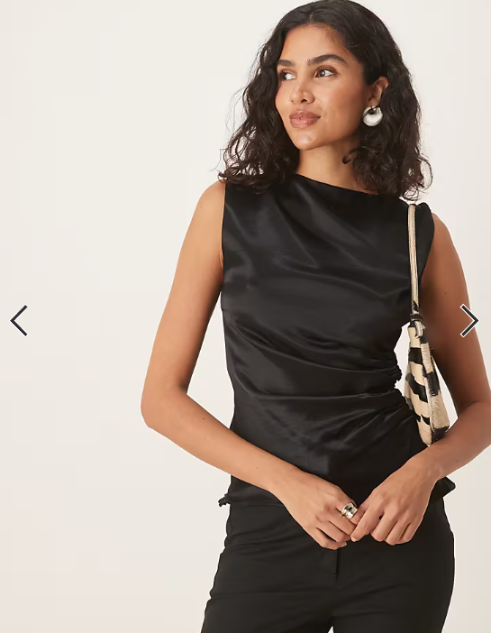 ASOS DESIGN satin twist shoulder cami top in black