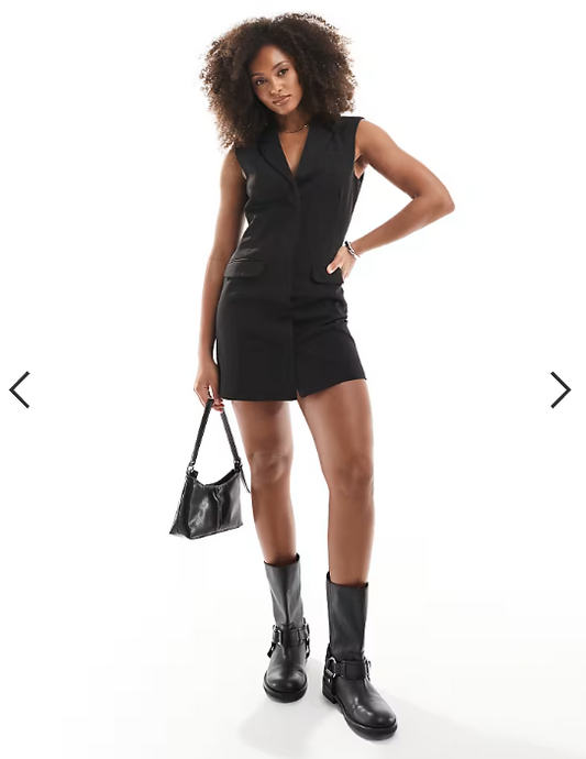 Miss Selfridge tailored waistcoat mini dress in black