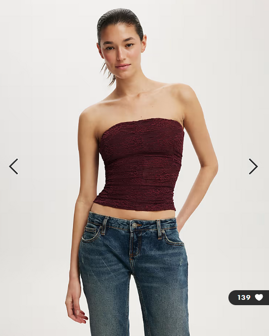 Cotton On Cara corset bandeau in burgundy