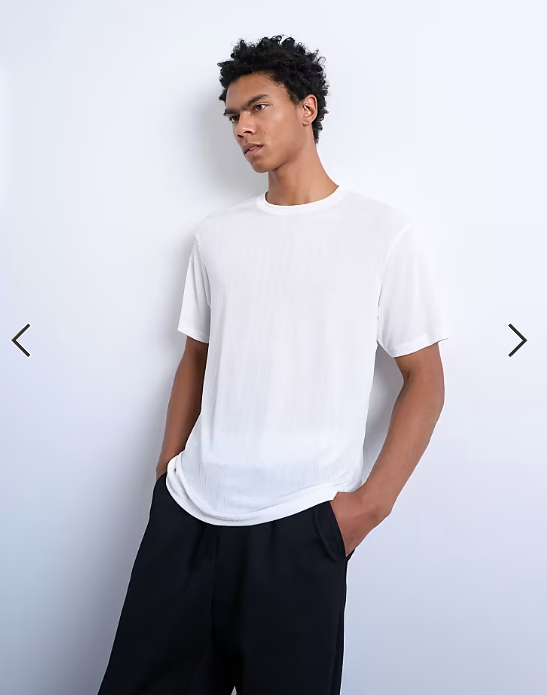 Topman classic fit sheer rib t-shirt in white .