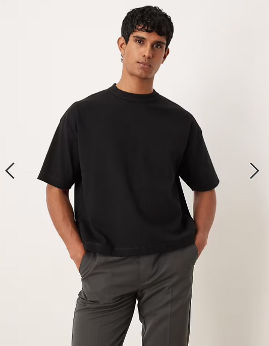 ASOS DESIGN premium interlock boxy oversized T-shirt in black .
