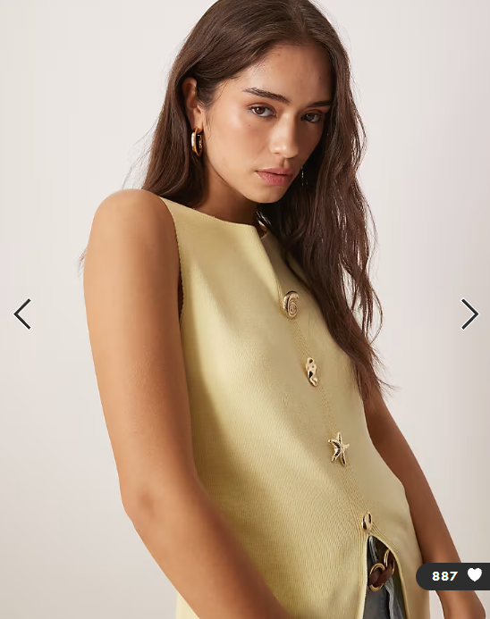 ASOS DESIGN knitted slash neck multi button waistcoat in buttermilk