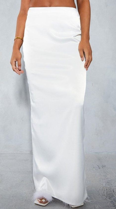 Premium Satin High Waisted Column Maxi Skirt