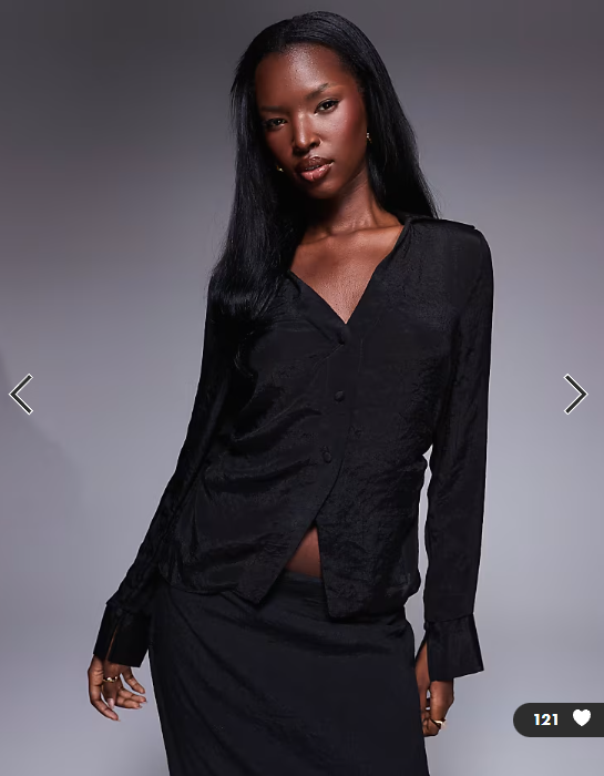 Asos - sheer crinkle long sleeve shirt black