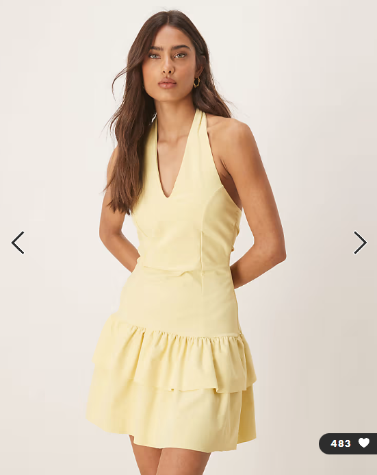 ASOS DESIGN halter mini rara skirt in yellow