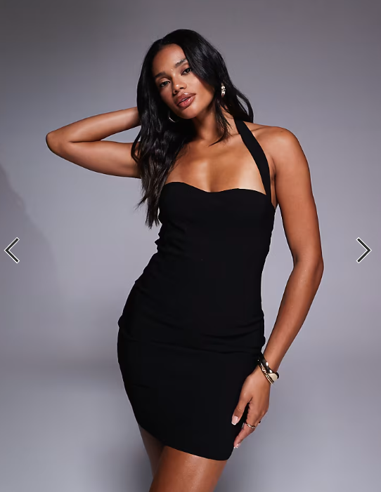 Missyempire bengaline bodycon halterneck mini dress in black