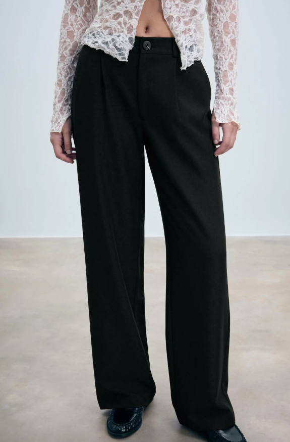 Stradivarius SMART STRAIGHT - Trousers - black