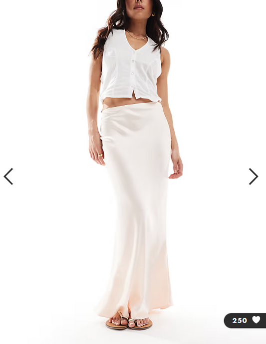 New Look satin bias midi skirt in pale pink