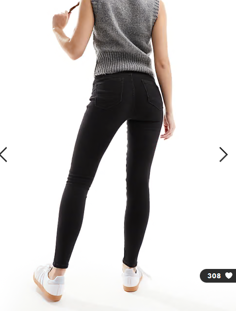 ONLY push up skinny jeans in black