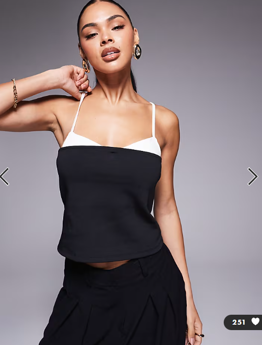 ASOS DESIGN ponte mix fabric top in black and white