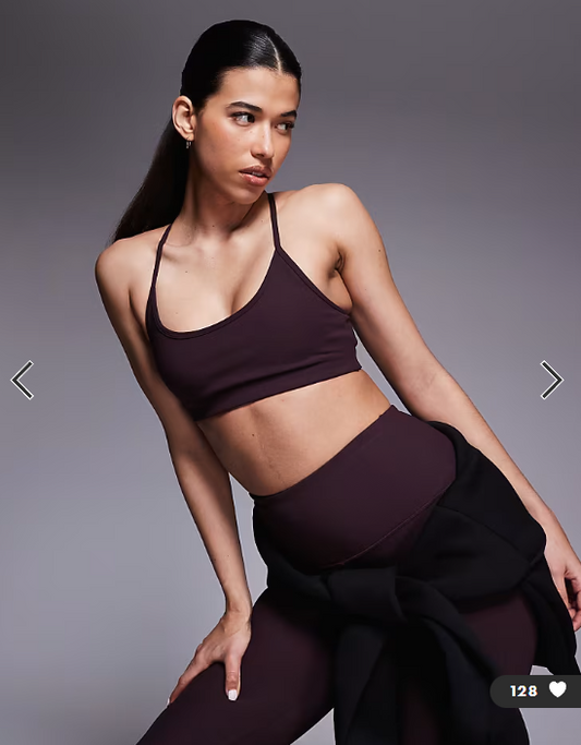 4505 micro rib light support strappy sports bra with removeable padding in fig