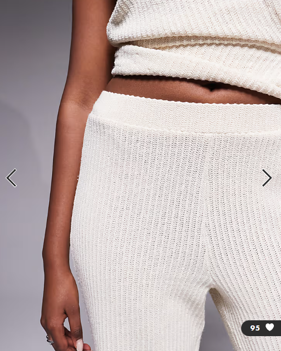 River Island textured wide leg trouser co-ord in cream