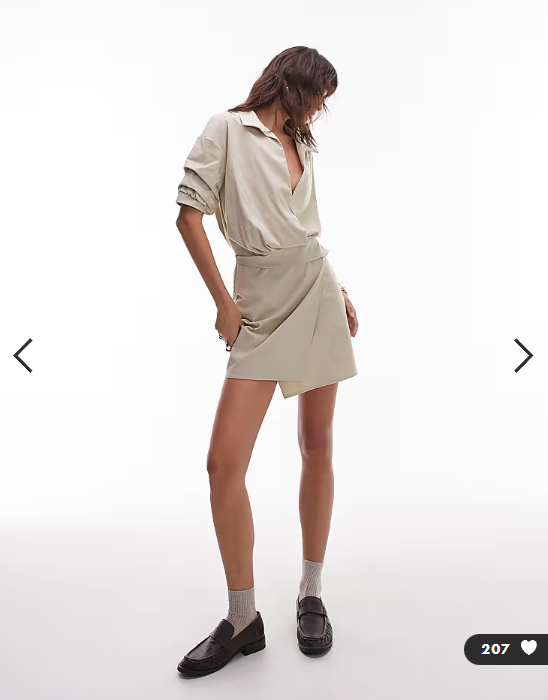 ASOS DESIGN drape shirt mini dress in oat