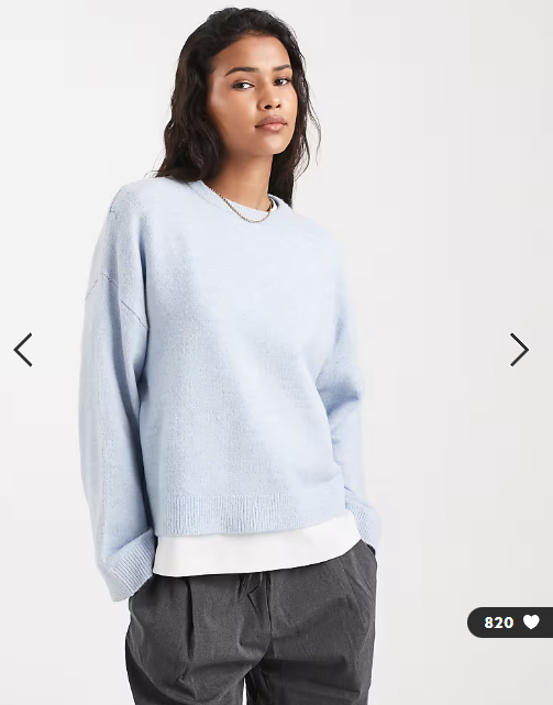 ONLY round neck boxy jumper in light blue