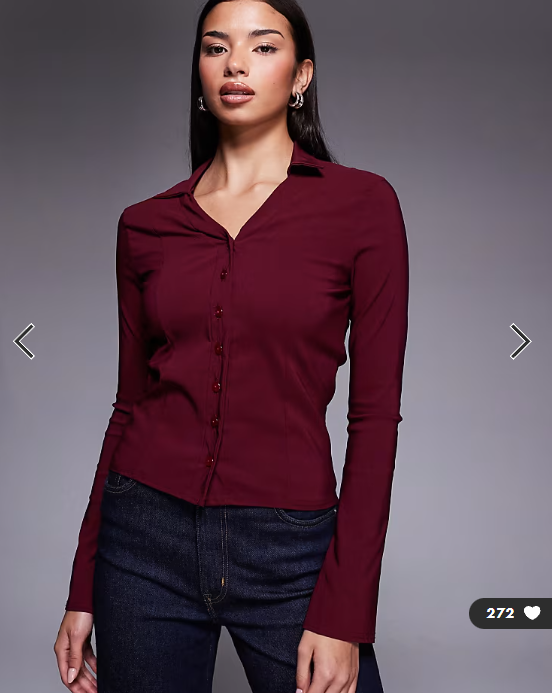 Fashionkilla exclusive bengaline flare sleeve fitted shirt in burgundy