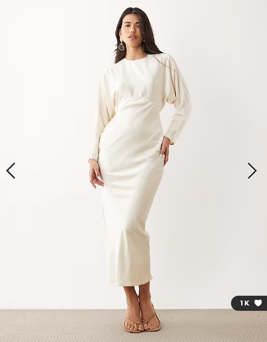ASOS DESIGN bridal satin batwing maxi dress in ivory