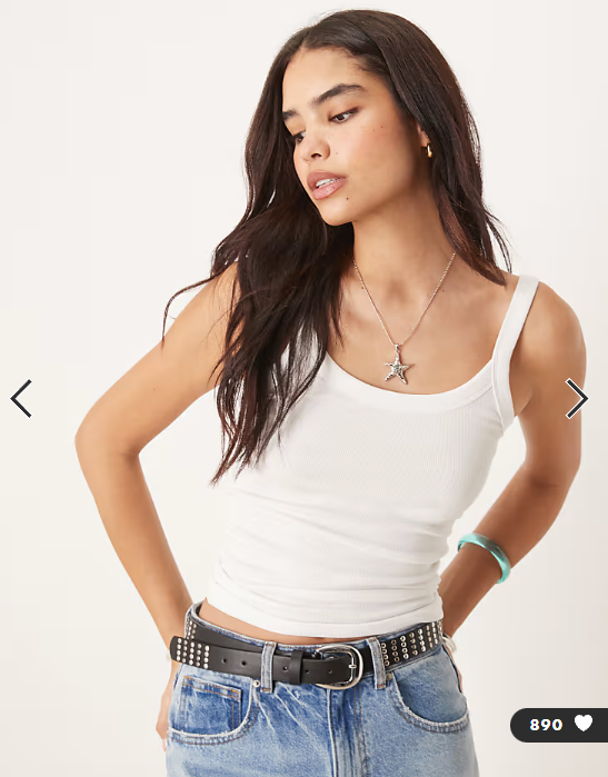 Gina Tricot rib singlet top in white