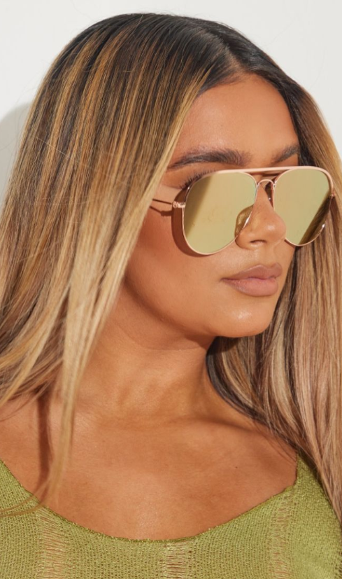 Rose Gold Thin Bar Aviator Sunglasses